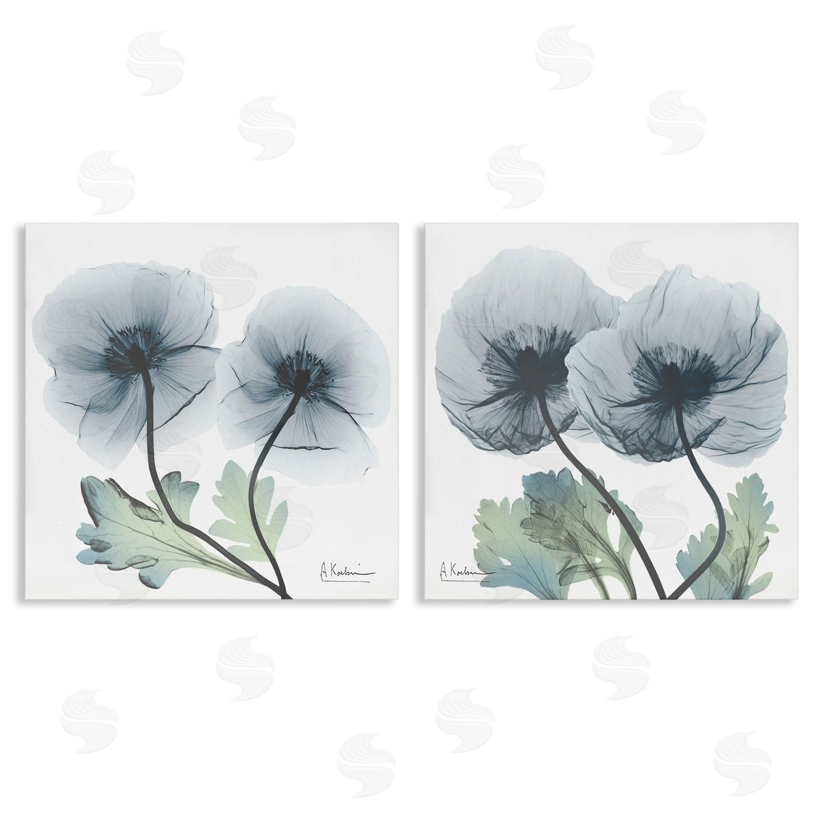 Luminous Sapphire Florals Canvas Wall Art, Home Decor by Albert Koetsier
