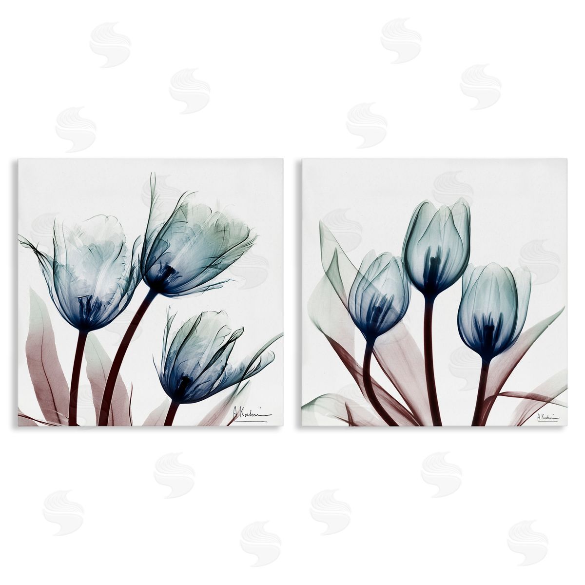 Vibrant Blue Tulips Canvas Wall Art, Home Decor by Albert Koetsier