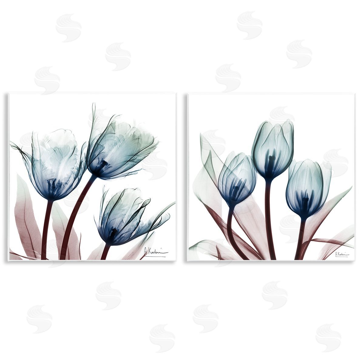 Vibrant Blue Tulips Wood Plaque Wall Art, Home Decor by Albert Koetsier