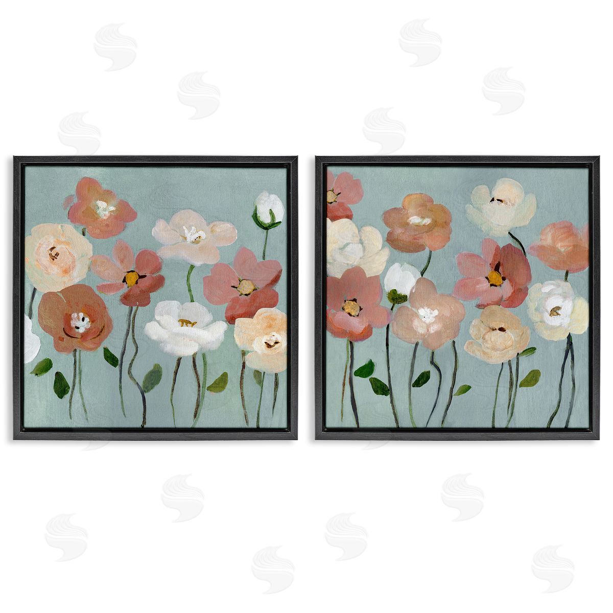 Budding Boho Blooms Black Floating Frame Canvas Wall Art, Home Decor by Charity Henderson