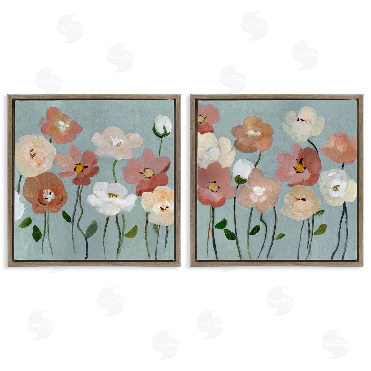 Budding Boho Blooms Brown Floating Frame Canvas Wall Art, Home Decor by Charity Henderson