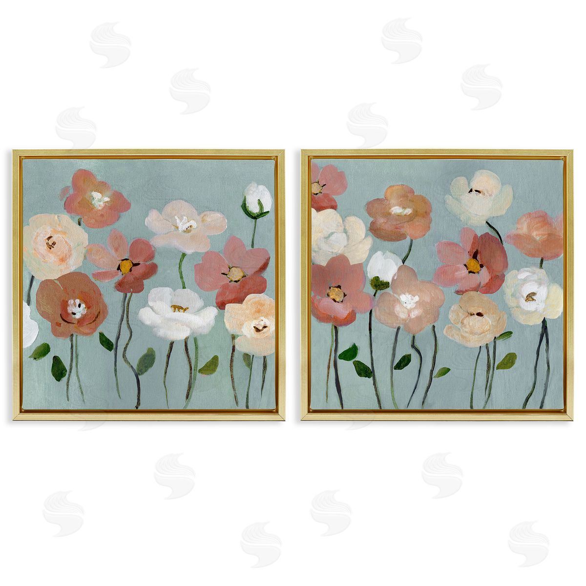 Budding Boho Blooms Gold Floating Frame Canvas Wall Art, Home Decor by Charity Henderson