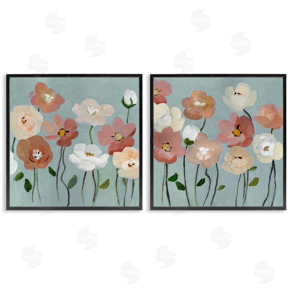 Budding Boho Blooms Black Frame Print Wall Art, Home Decor by Charity Henderson