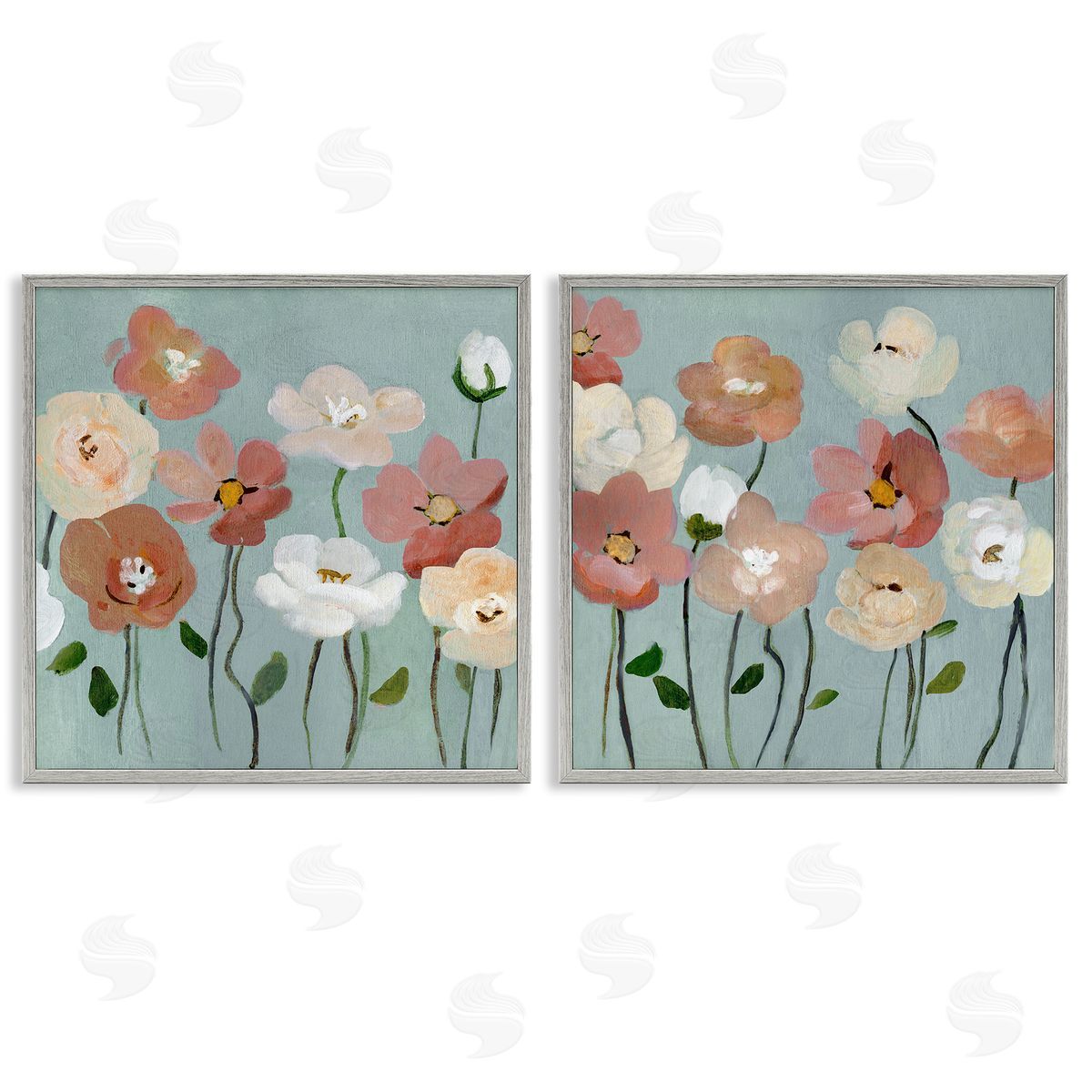 Budding Boho Blooms Grey Frame Print Wall Art, Home Decor by Charity Henderson