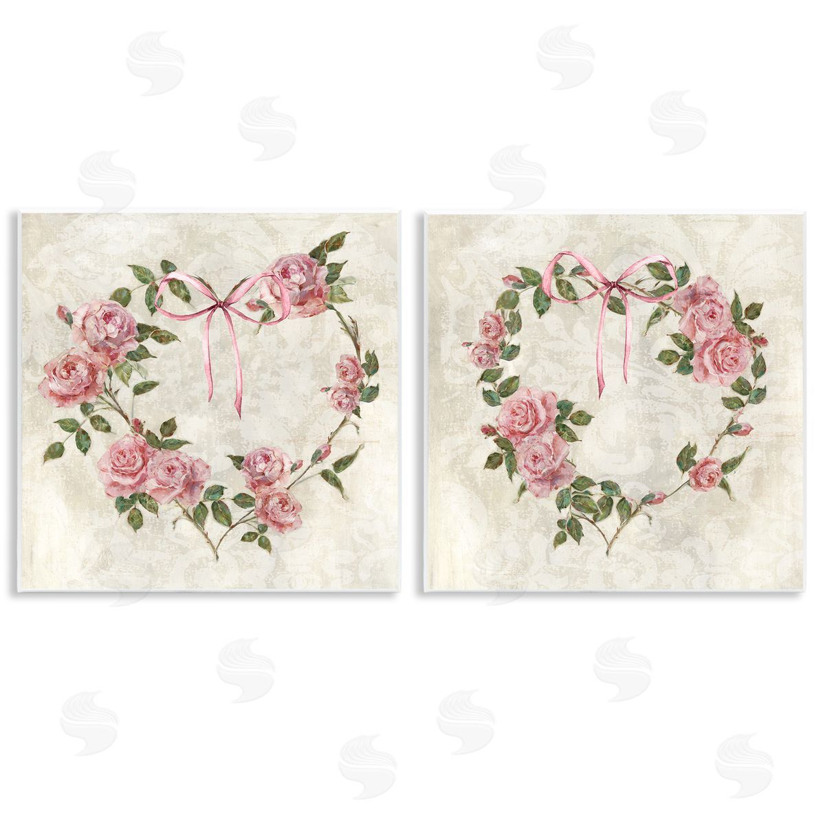 Heart Shaped Wreaths Wood Plaque Wall Art, Home Decor by Sally Swatland