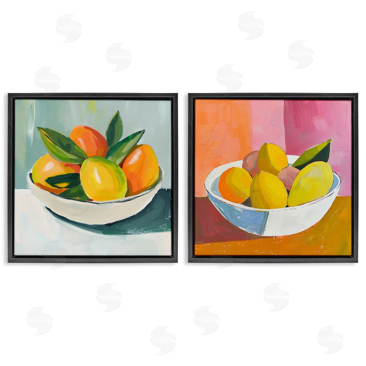 Fresh Fruits in Bowl Black Floating Frame Canvas Wall Art, Home Decor by Walker Noble
