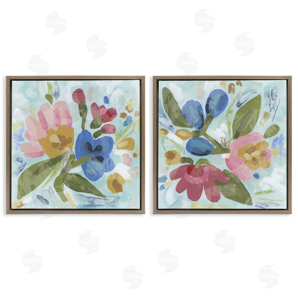 Eclectic Flower Bundles Brown Floating Frame Canvas Wall Art, Home Decor by June Erica Vess