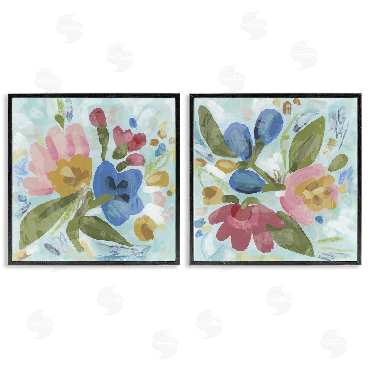 Eclectic Flower Bundles Black Frame Print Wall Art, Home Decor by June Erica Vess