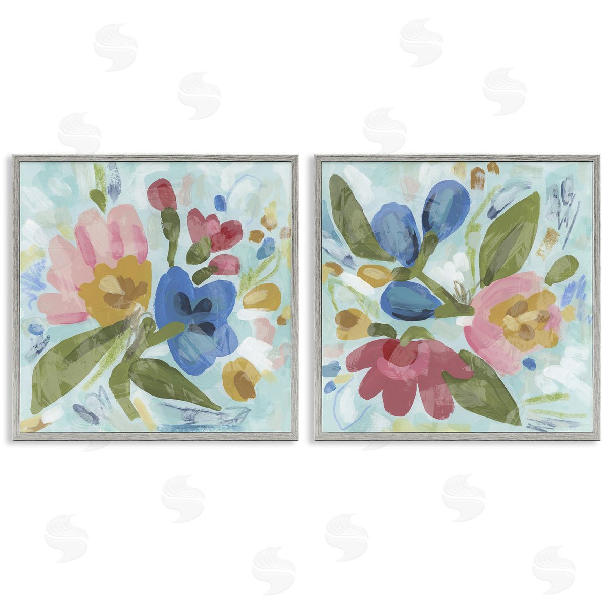 Eclectic Flower Bundles Grey Frame Print Wall Art, Home Decor by June Erica Vess