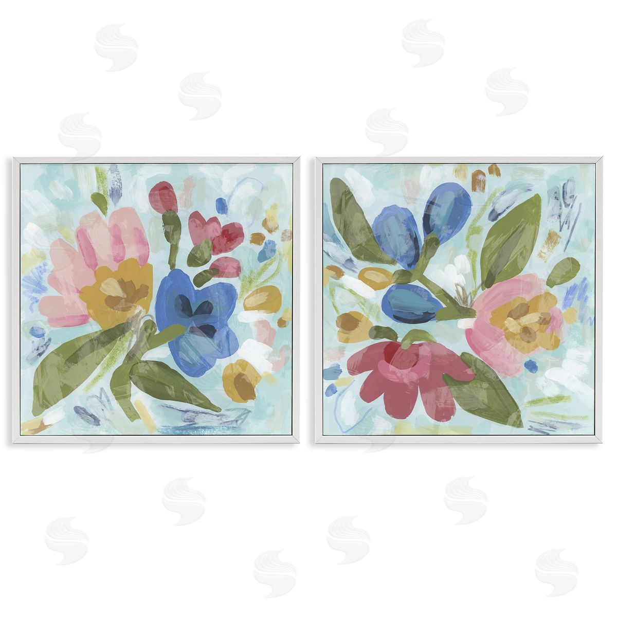 Eclectic Flower Bundles White Frame Print Wall Art, Home Decor by June Erica Vess