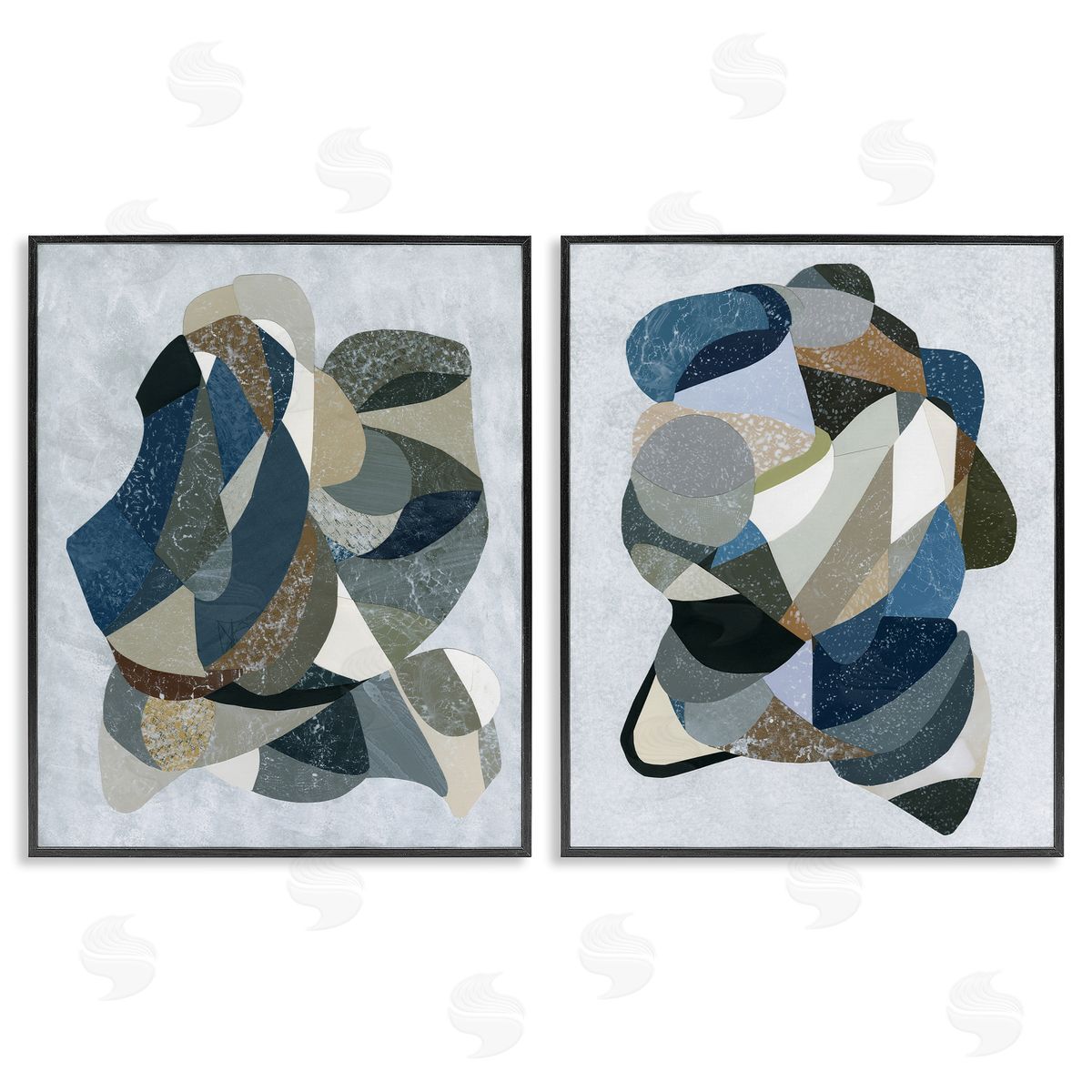 Neutral Geometric Patterns Black Frame Print Wall Art, Home Decor by Coco Good