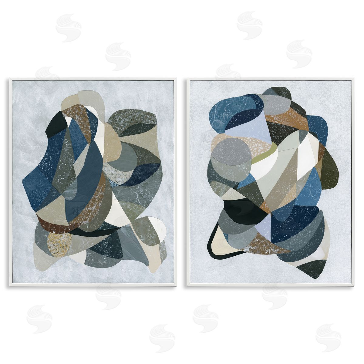 Neutral Geometric Patterns White Frame Print Wall Art, Home Decor by Coco Good