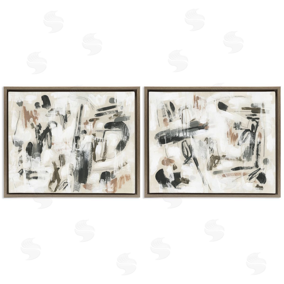 Neutral Earth Tones Abstraction Brown Floating Frame Canvas Wall Art, Home Decor by June Erica Vess