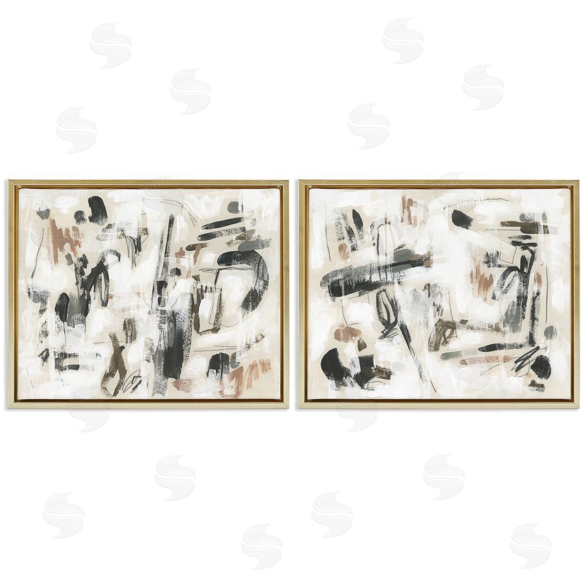 Neutral Earth Tones Abstraction Gold Floating Frame Canvas Wall Art, Home Decor by June Erica Vess