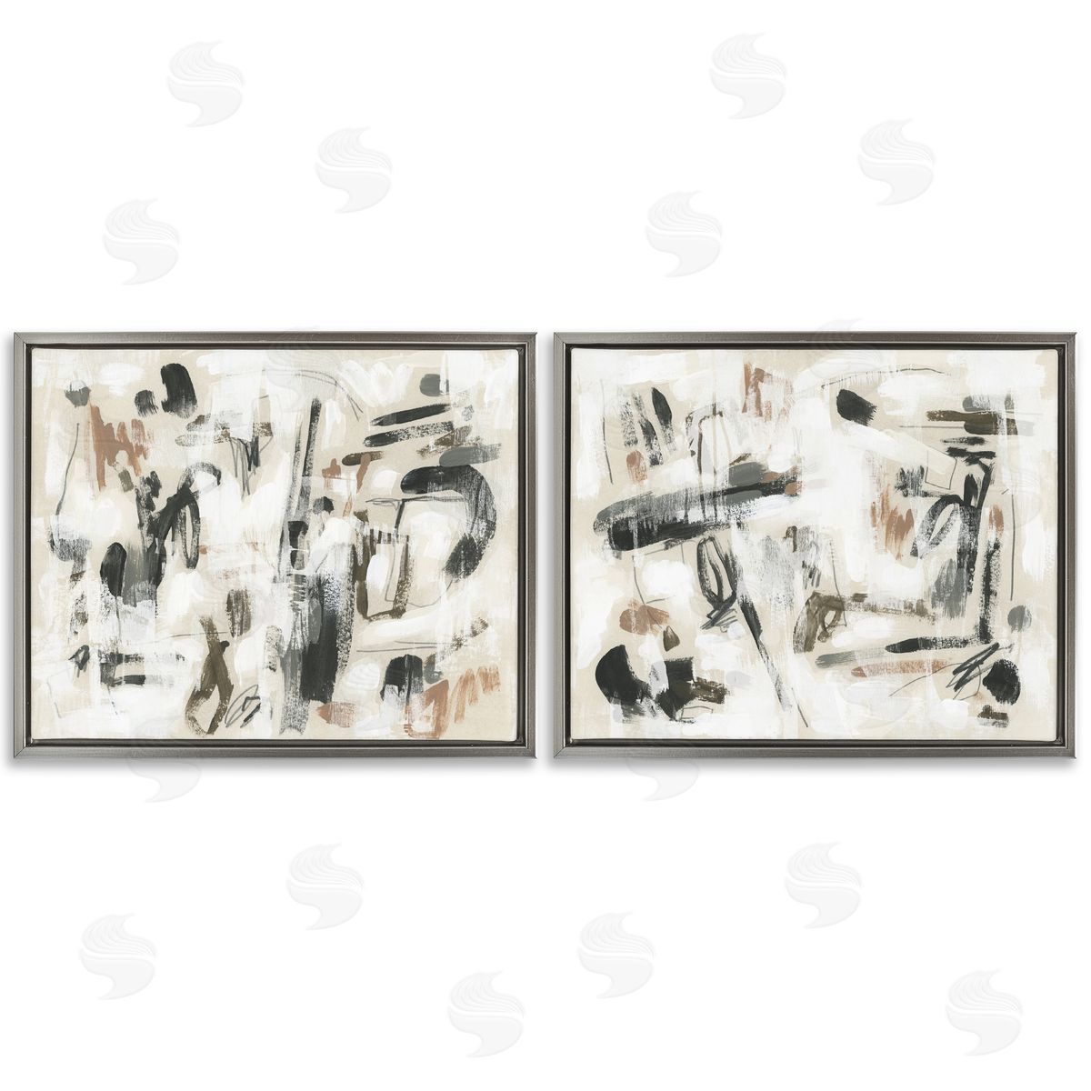 Neutral Earth Tones Abstraction Grey Floating Frame Canvas Wall Art, Home Decor by June Erica Vess