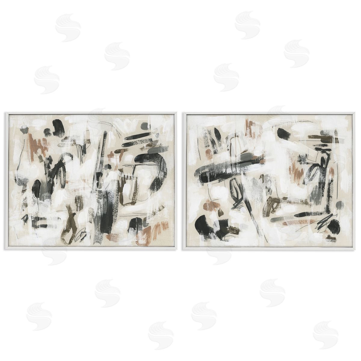 Neutral Earth Tones Abstraction White Frame Print Wall Art, Home Decor by June Erica Vess
