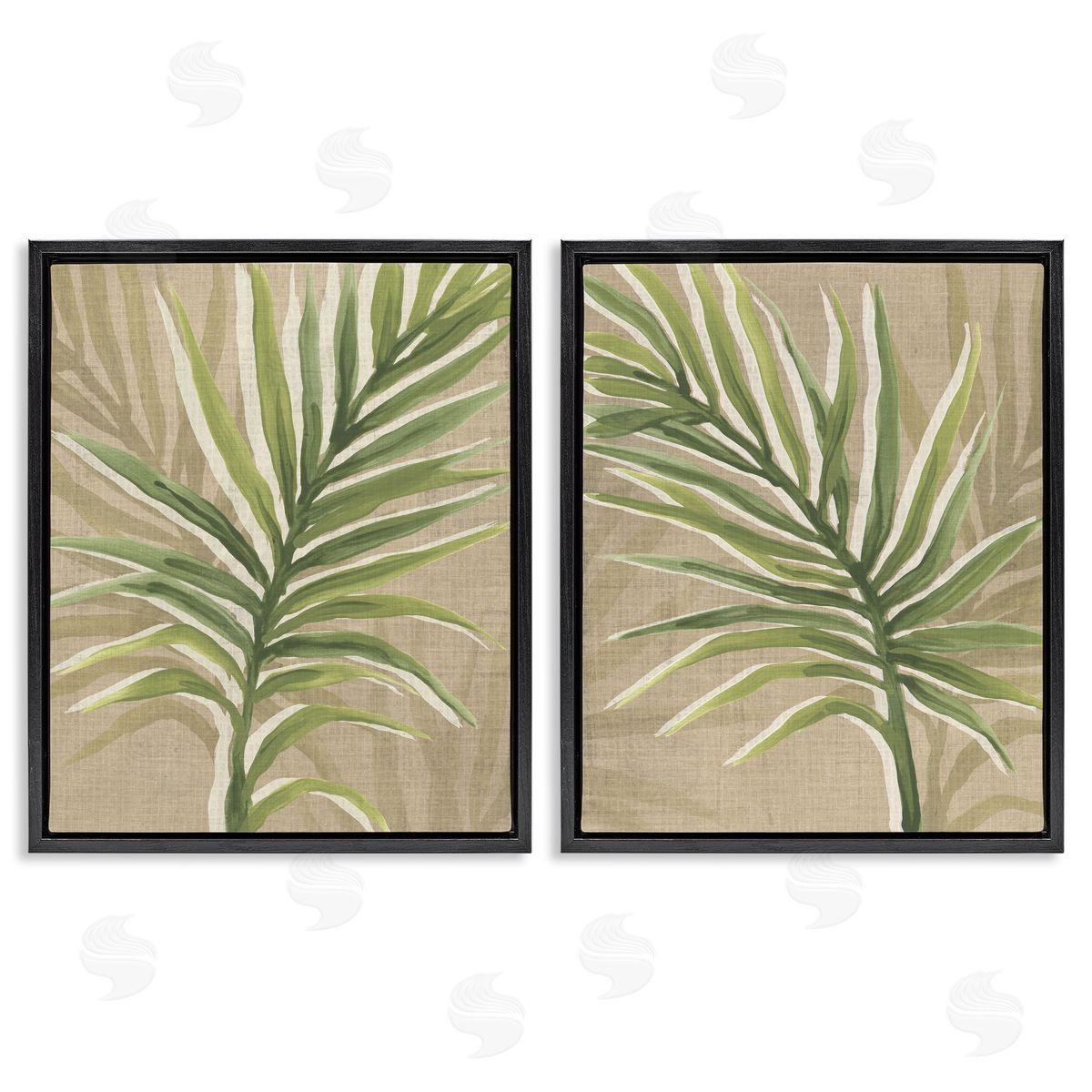Natural Palm Leaves Black Floating Frame Canvas Wall Art, Home Decor by June Erica Vess