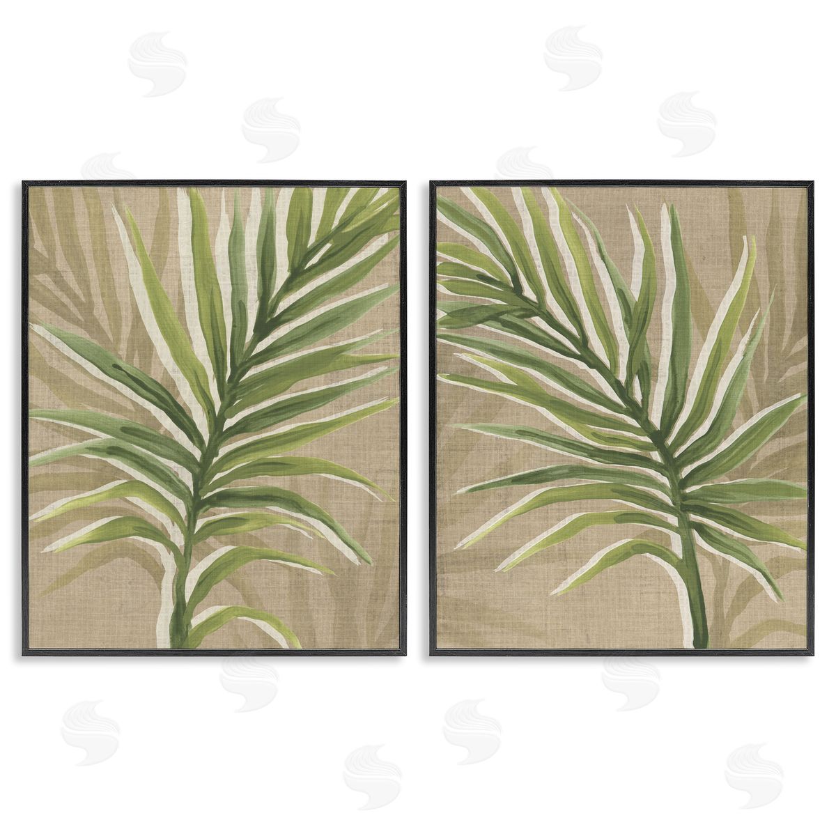 Natural Palm Leaves Black Frame Print Wall Art, Home Decor by June Erica Vess