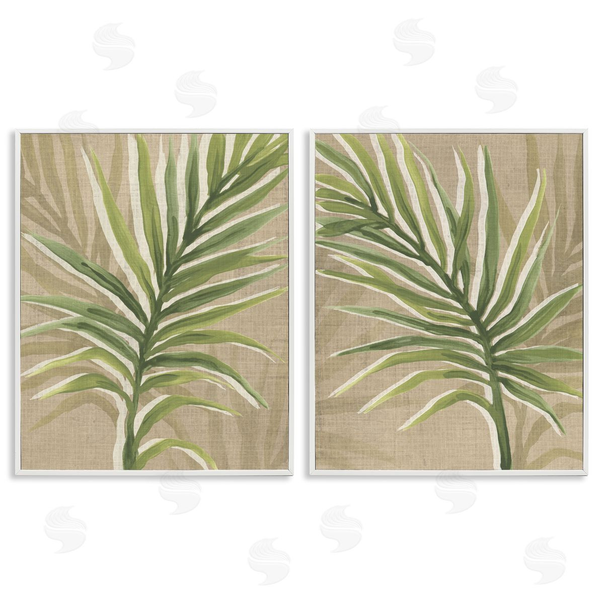 Natural Palm Leaves White Frame Print Wall Art, Home Decor by June Erica Vess