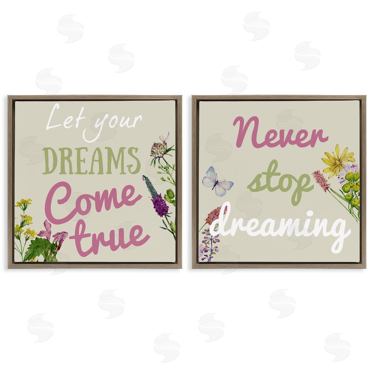 Motivational Dream Sentiments Brown Floating Frame Canvas Wall Art, Home Decor by Kim Allen