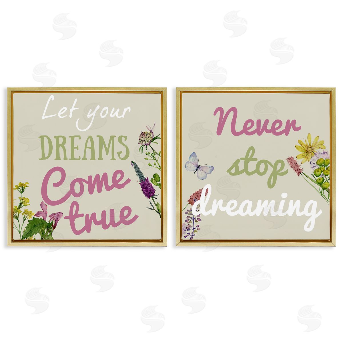 Motivational Dream Sentiments Gold Floating Frame Canvas Wall Art, Home Decor by Kim Allen