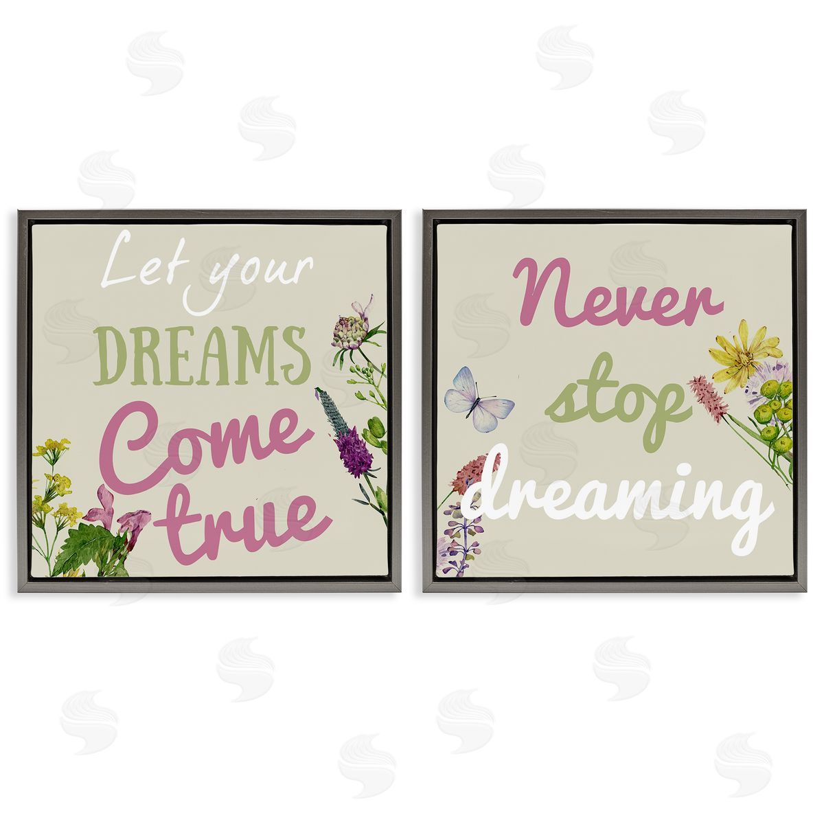 Motivational Dream Sentiments Grey Floating Frame Canvas Wall Art, Home Decor by Kim Allen