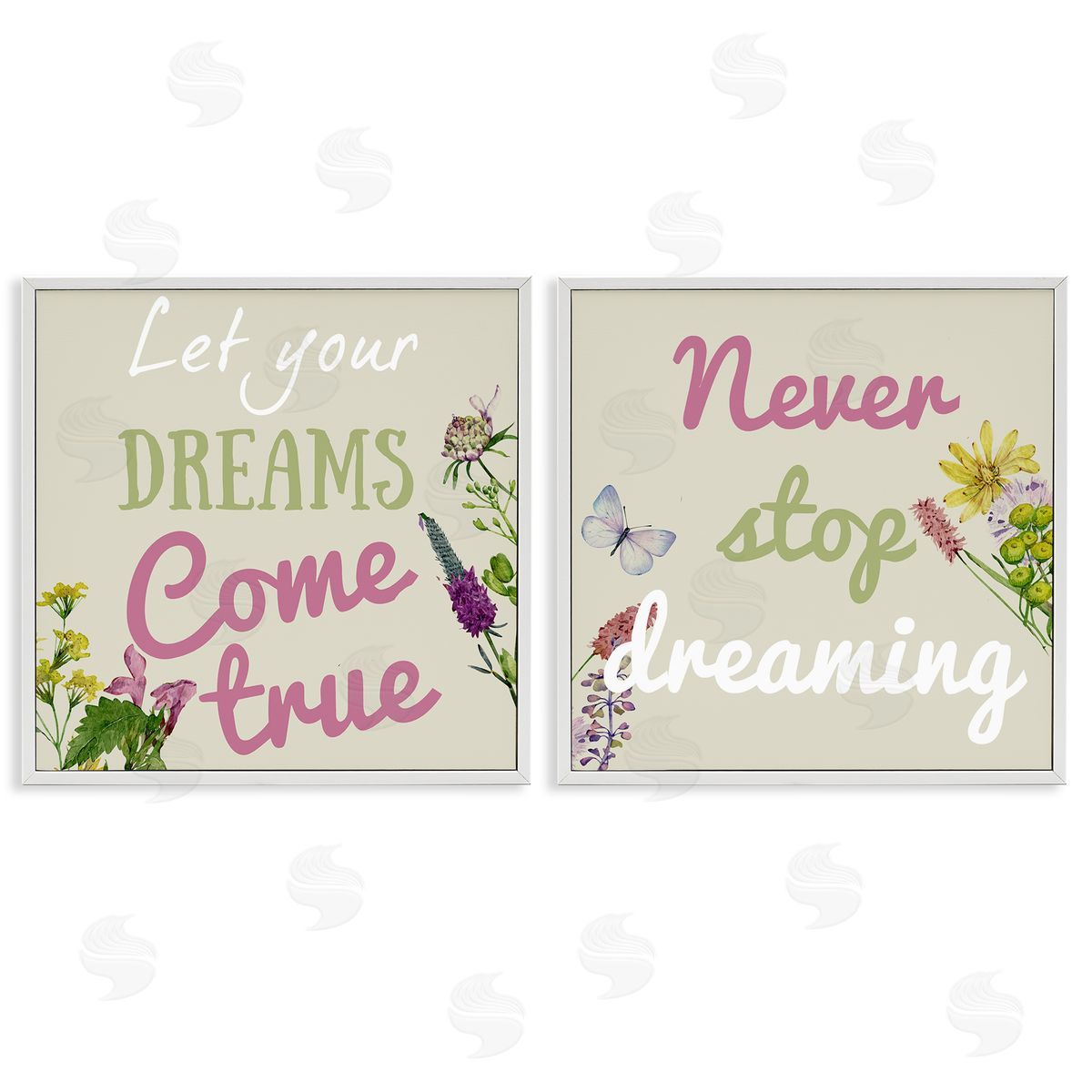 Motivational Dream Sentiments White Frame Print Wall Art, Home Decor by Kim Allen