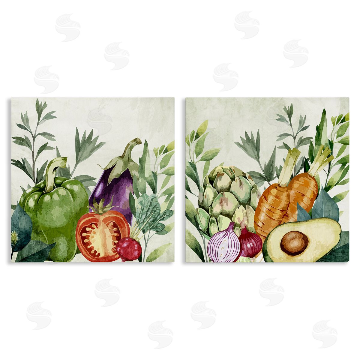 Country Harvest Vegetables Canvas Wall Art, Home Decor by Kim Allen