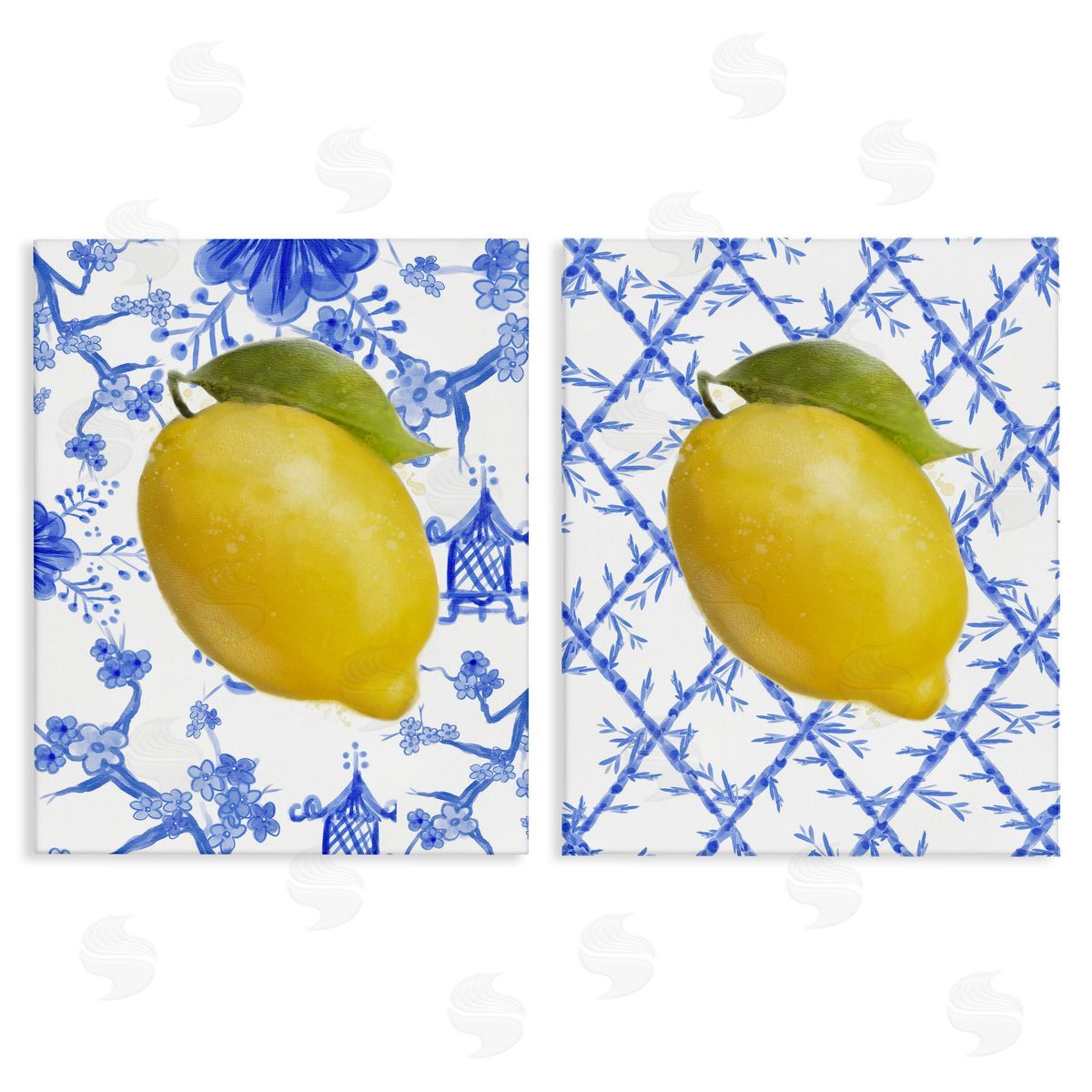Classic Chinoiserie Lemons Canvas Wall Art, Home Decor by Matthew Piotrowicz