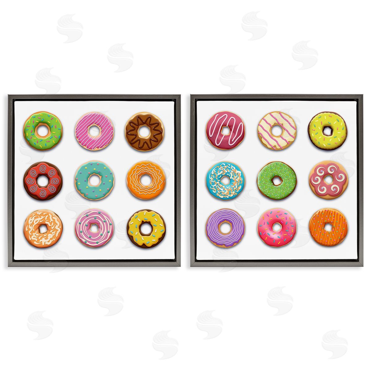 Bright & Fun Donuts Grey Floating Frame Canvas Wall Art, Home Decor by Marcus Prime