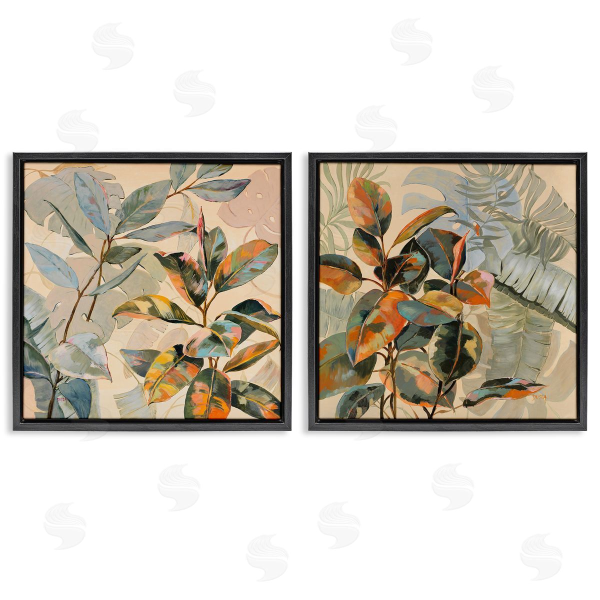 Neutral Tropical Organics Black Floating Frame Canvas Wall Art, Home Decor by Dusza