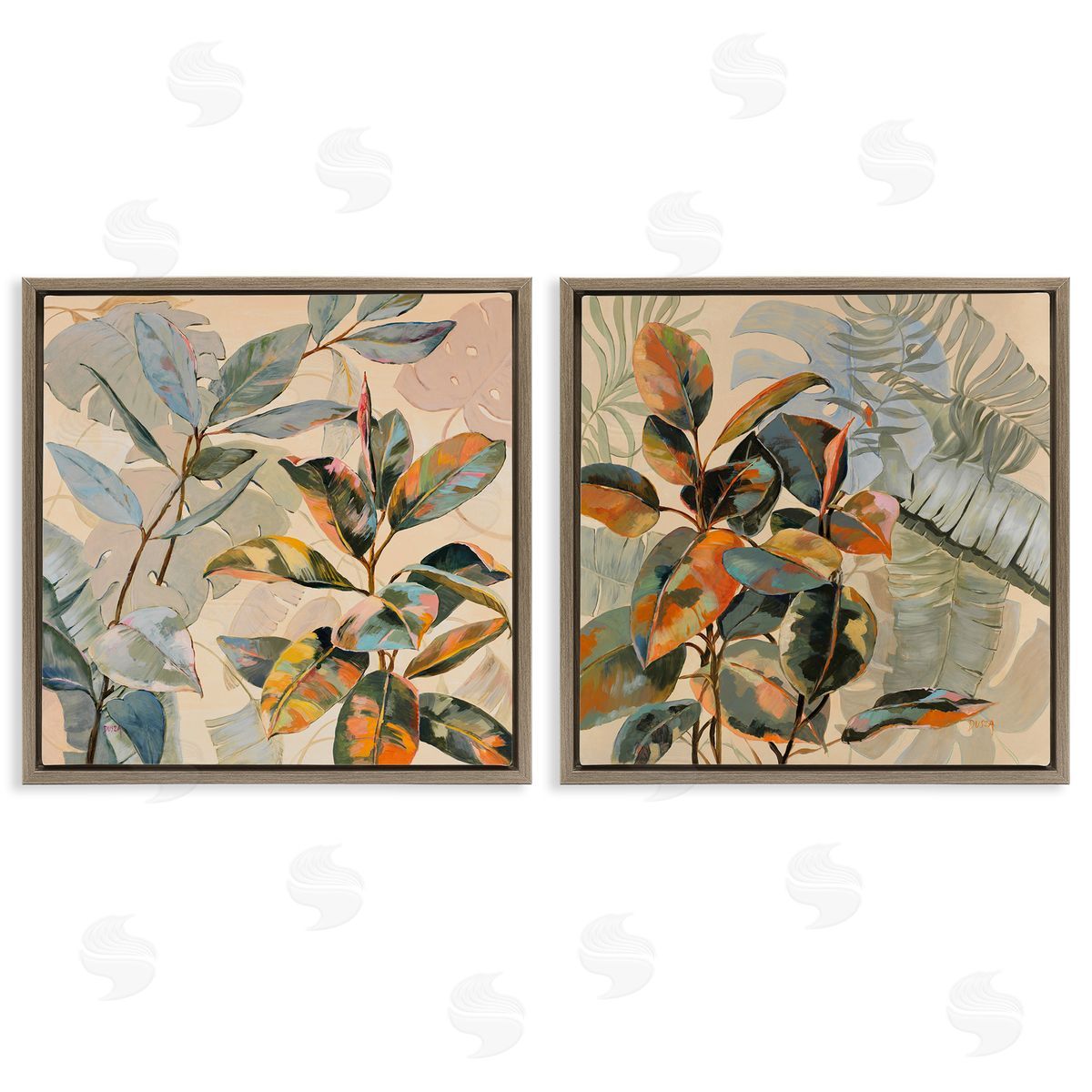 Neutral Tropical Organics Brown Floating Frame Canvas Wall Art, Home Decor by Dusza