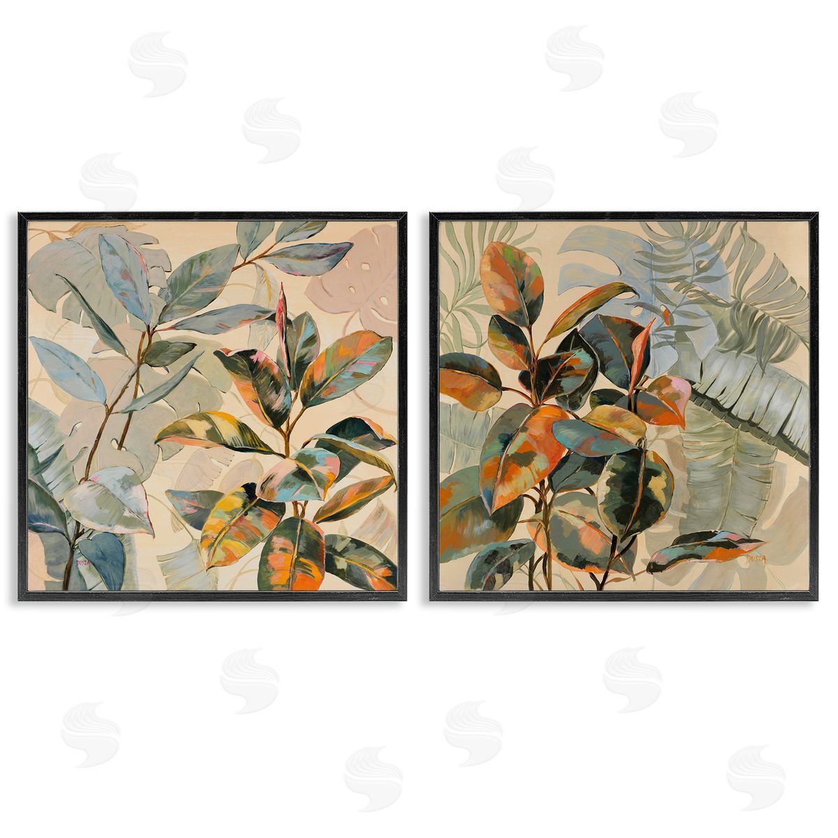 Neutral Tropical Organics Black Frame Print Wall Art, Home Decor by Dusza
