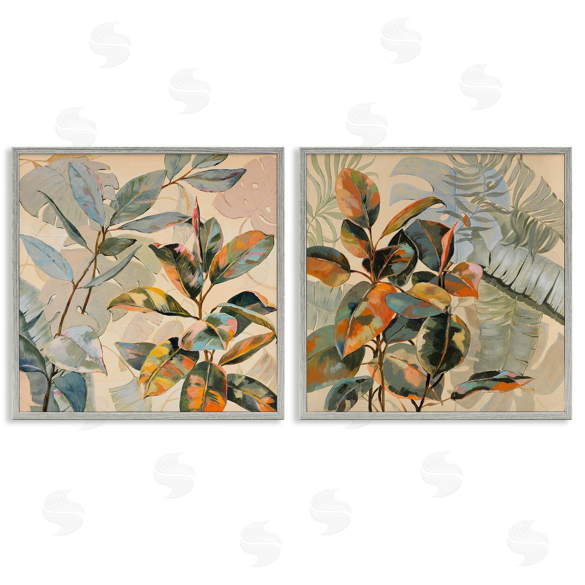 Neutral Tropical Organics Grey Frame Print Wall Art, Home Decor by Dusza