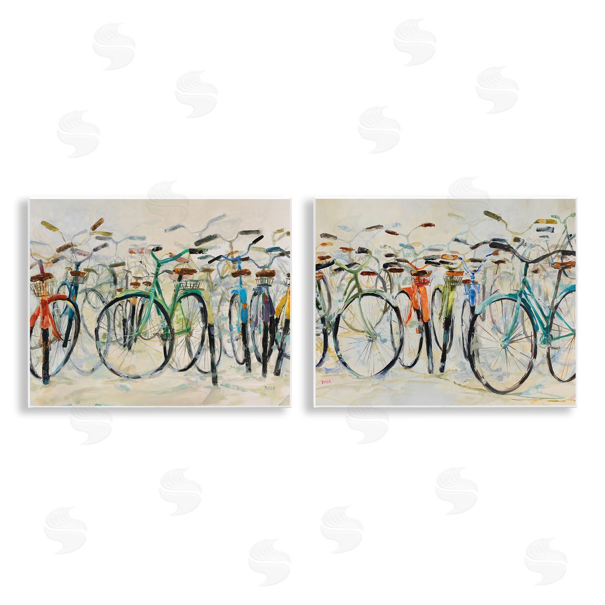 Dynamic Bicycles on Beige Wood Plaque Wall Art, Home Decor by Dusza