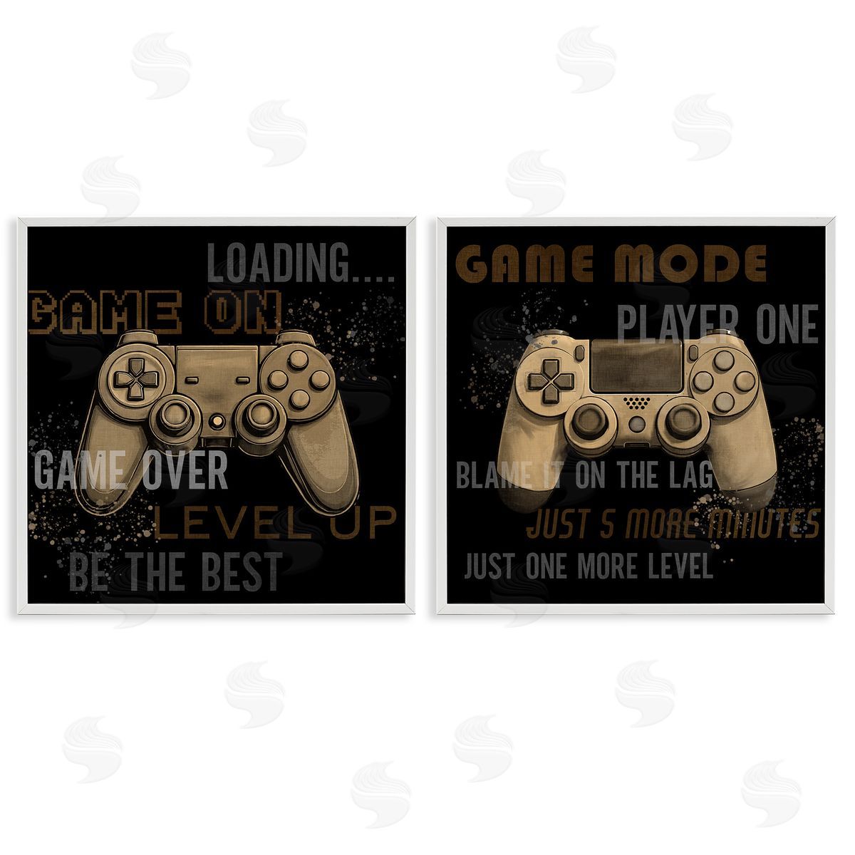 Vintage Game Controls & Phrases White Frame Print Wall Art, Home Decor by Kim Allen