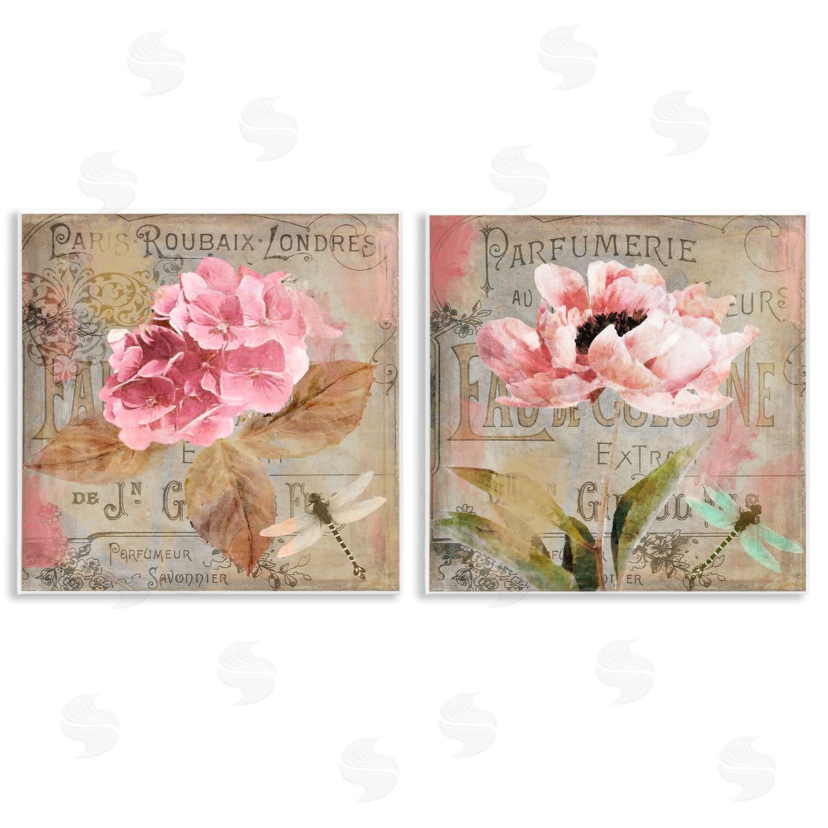 Vintage Collage French Florals Wood Plaque Wall Art, Home Decor by Sasha