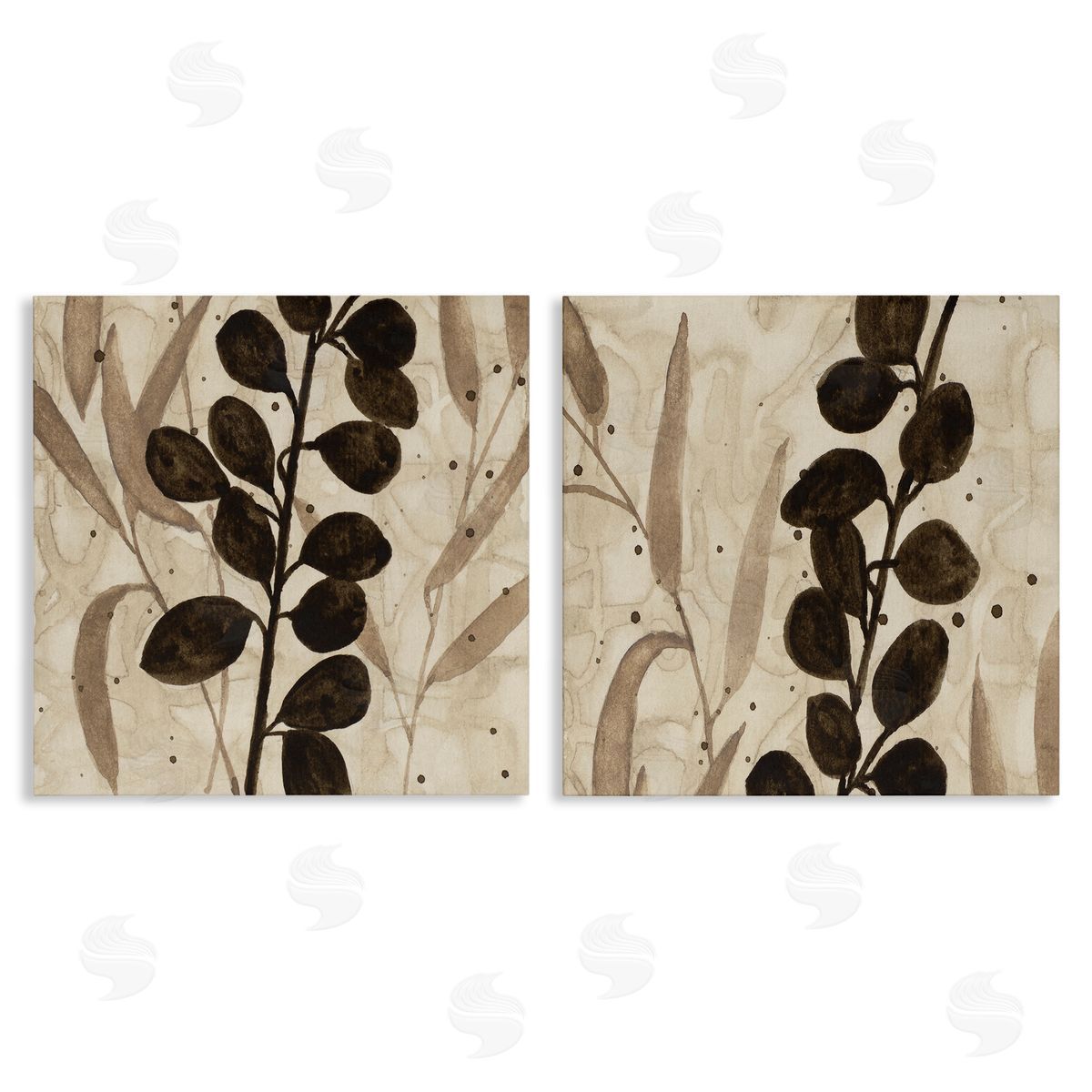 Natural Tone Sprouting Leaves Canvas Wall Art, Home Decor by Krinlox