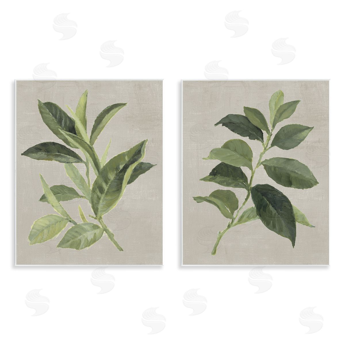 Green Tea & Coffee Plant Leaves Wood Plaque Wall Art, Home Decor by Lanie Loreth