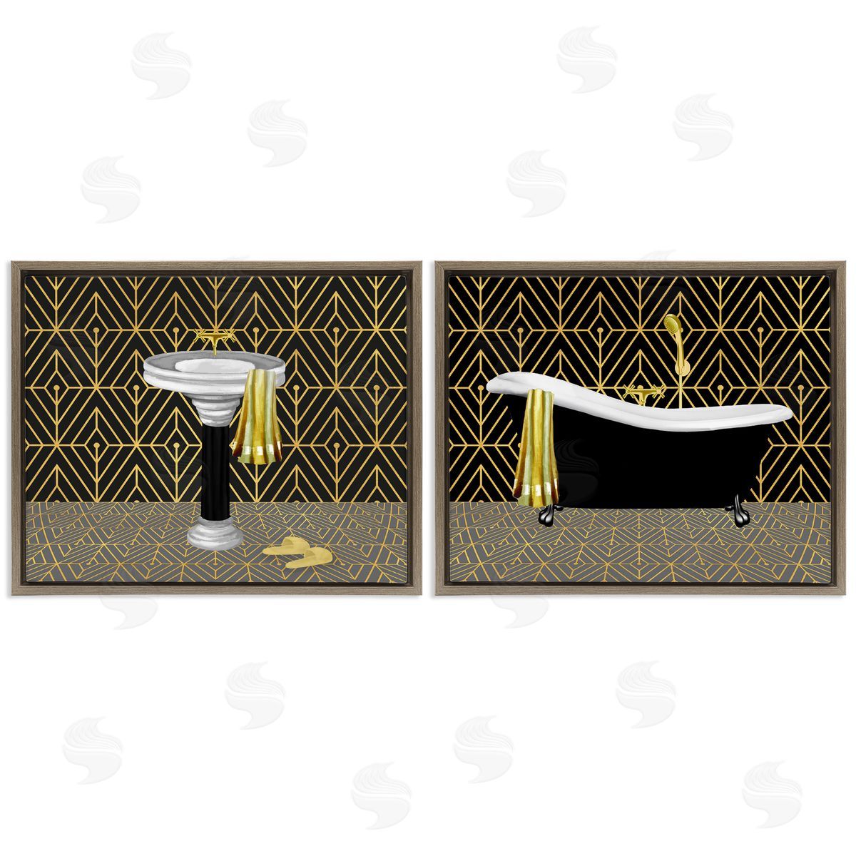 Conrad Knutsen Geometric Patterned Bathroom Views Canvas Wall Art Print