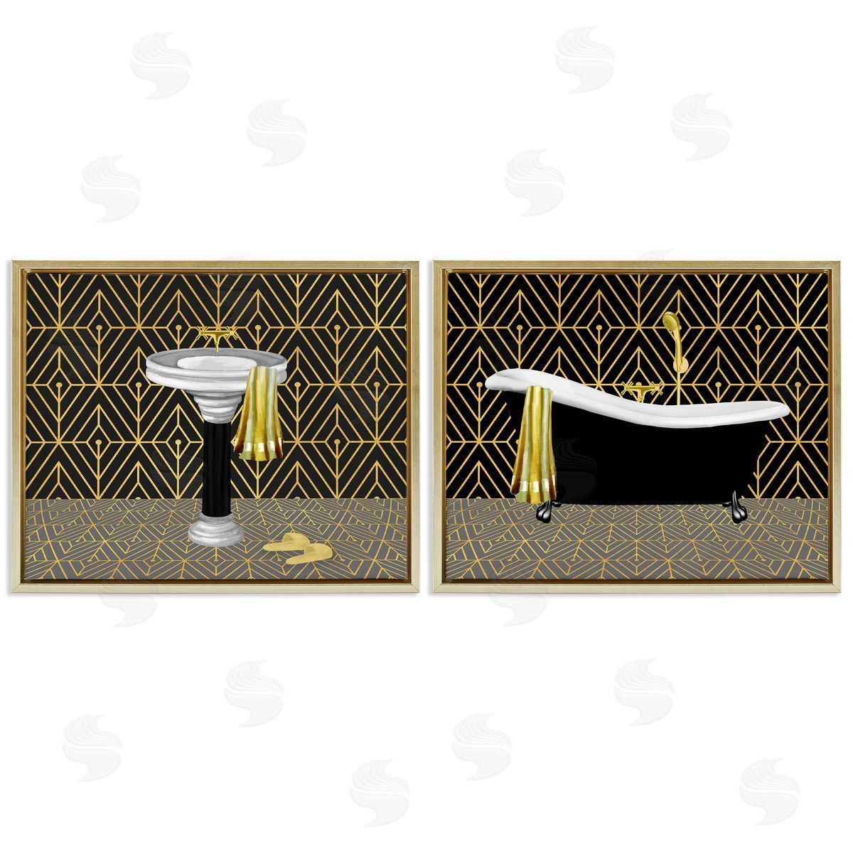 Conrad Knutsen Geometric Patterned Bathroom Views Canvas Wall Art Print