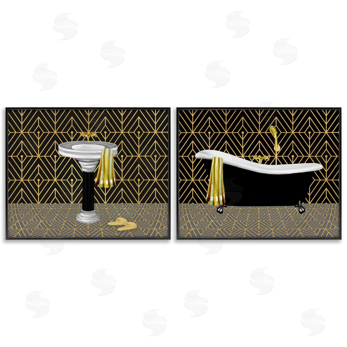 Conrad Knutsen Geometric Patterned Bathroom Views Canvas Wall Art Print