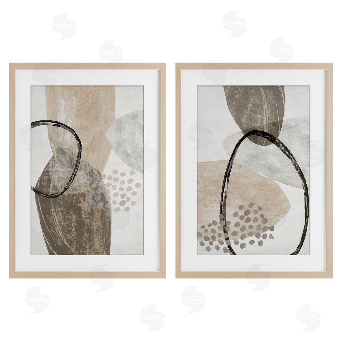 Hannah Dawson Neutral Oval Shapes Canvas Wall Art Print
