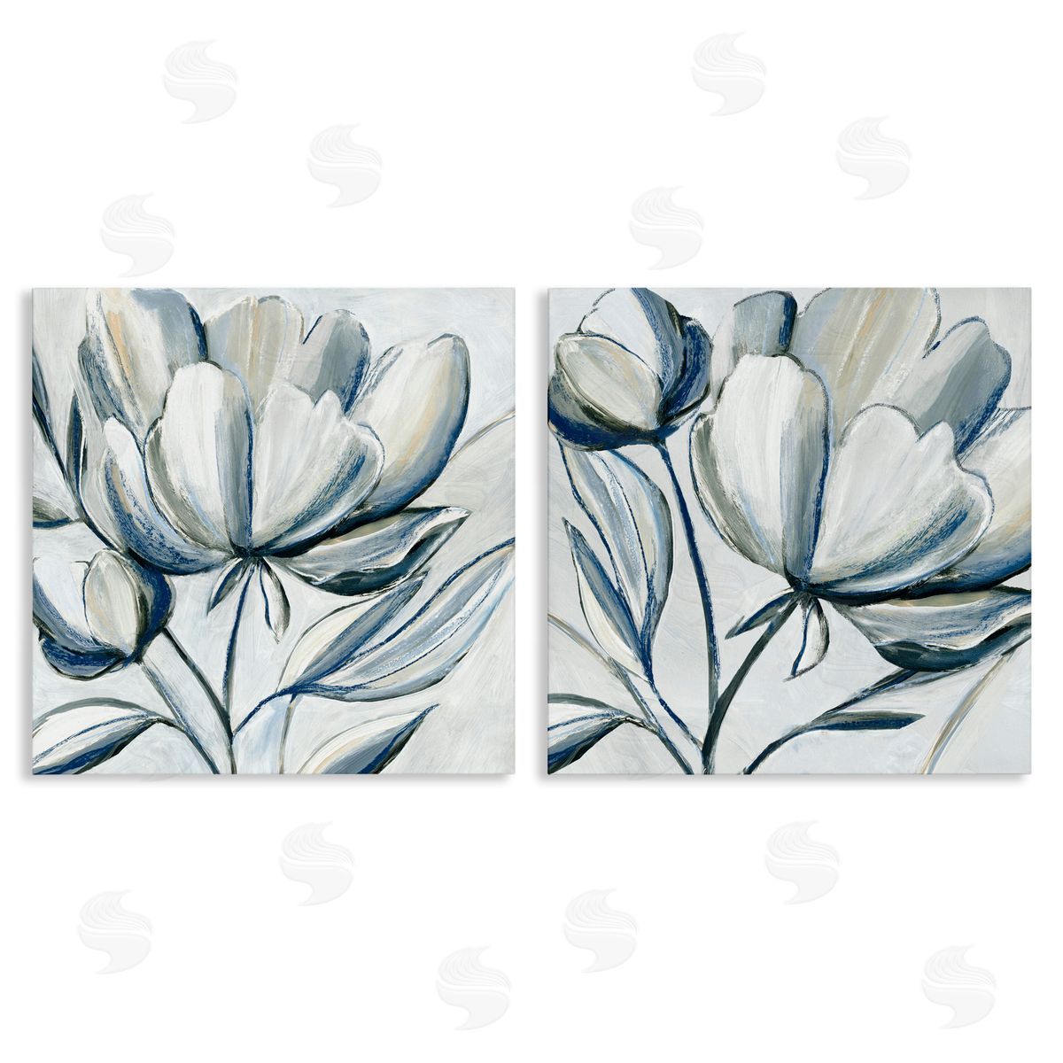 Hannah Dawson Brushed Grey Tulips Canvas Wall Art Print