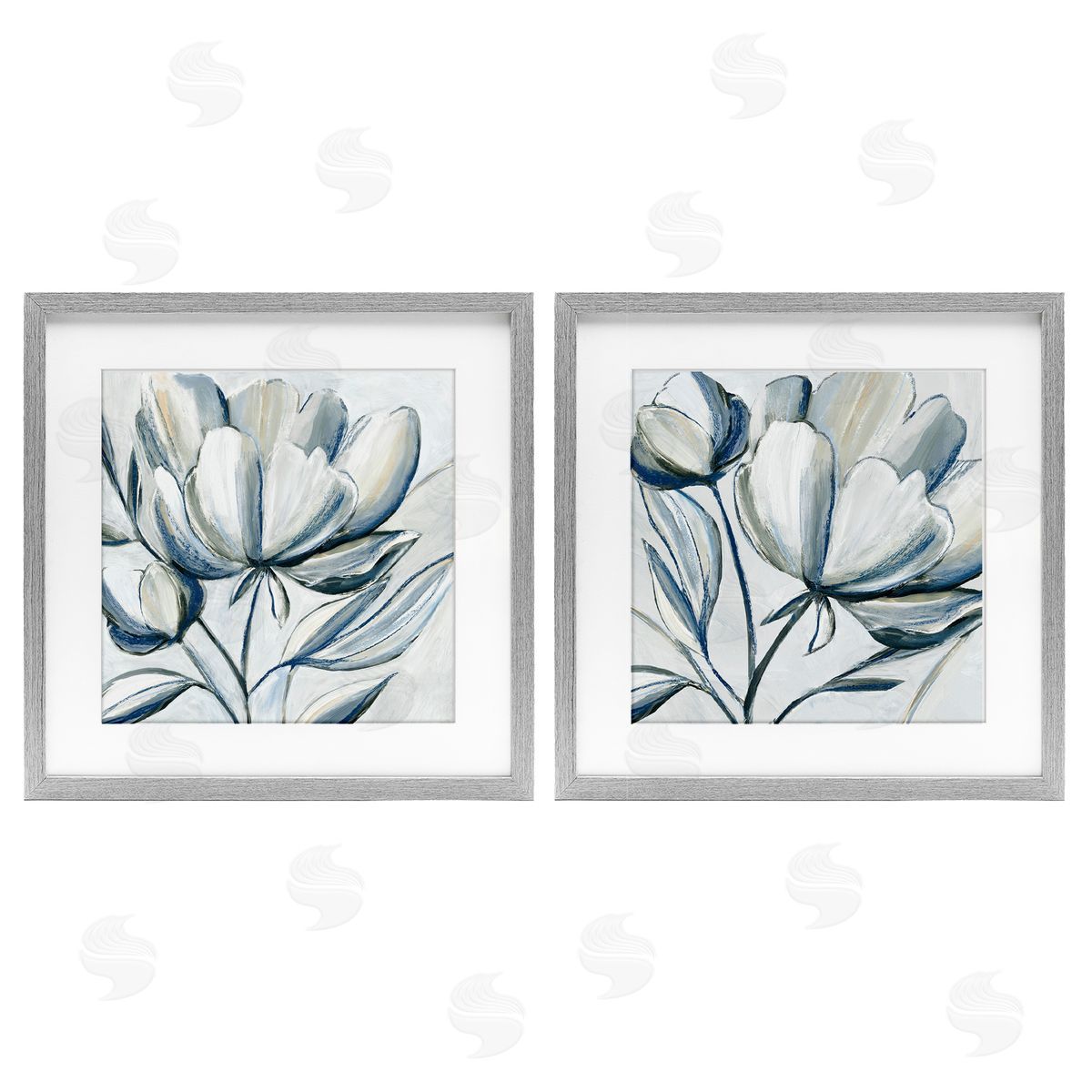 Hannah Dawson Brushed Grey Tulips Canvas Wall Art Print