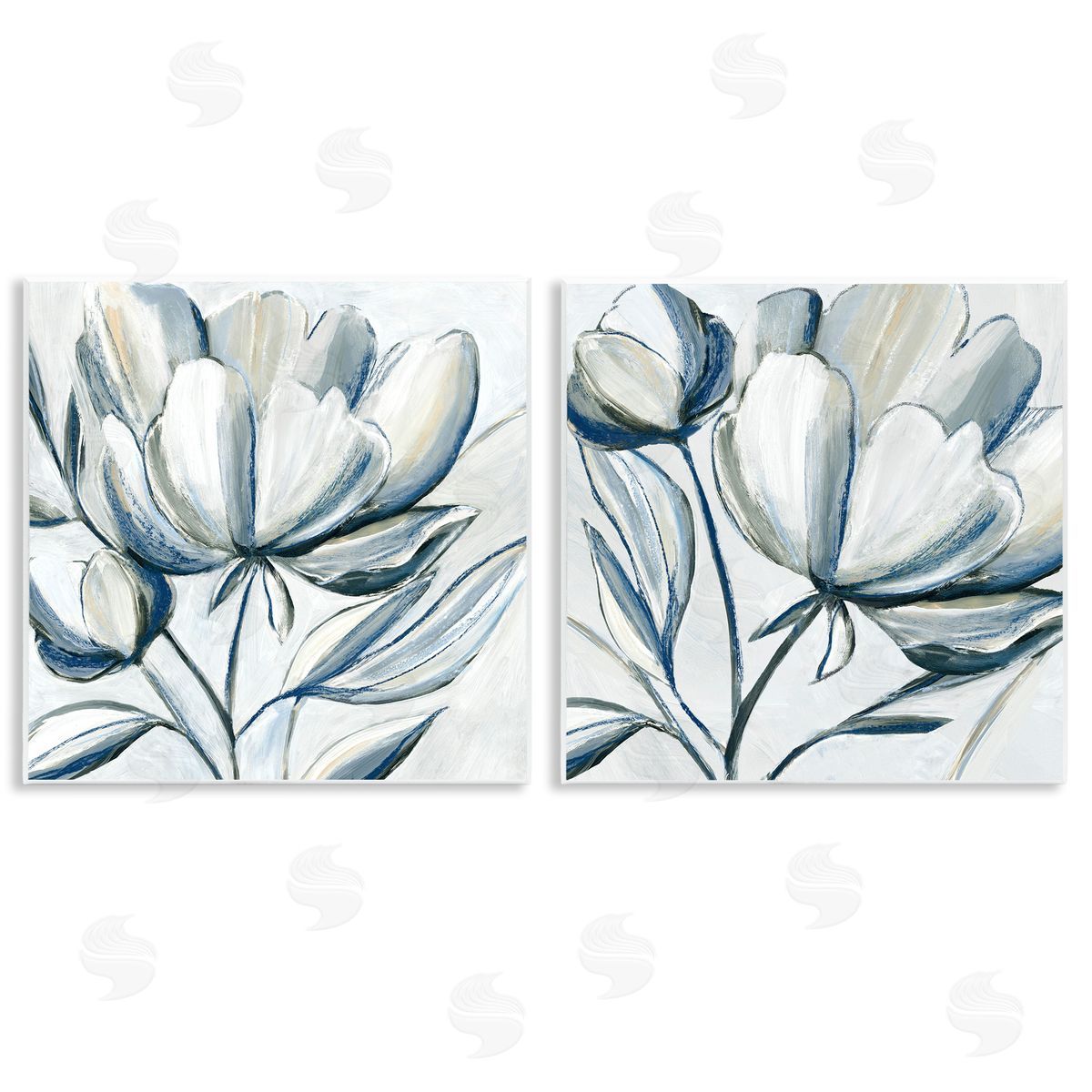 Hannah Dawson Brushed Grey Tulips Canvas Wall Art Print