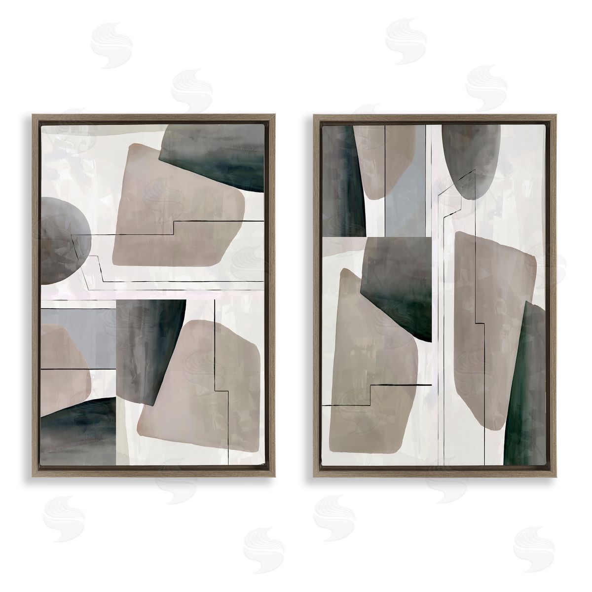 cartissi Earthy Geometric Shapes Canvas Wall Art Print