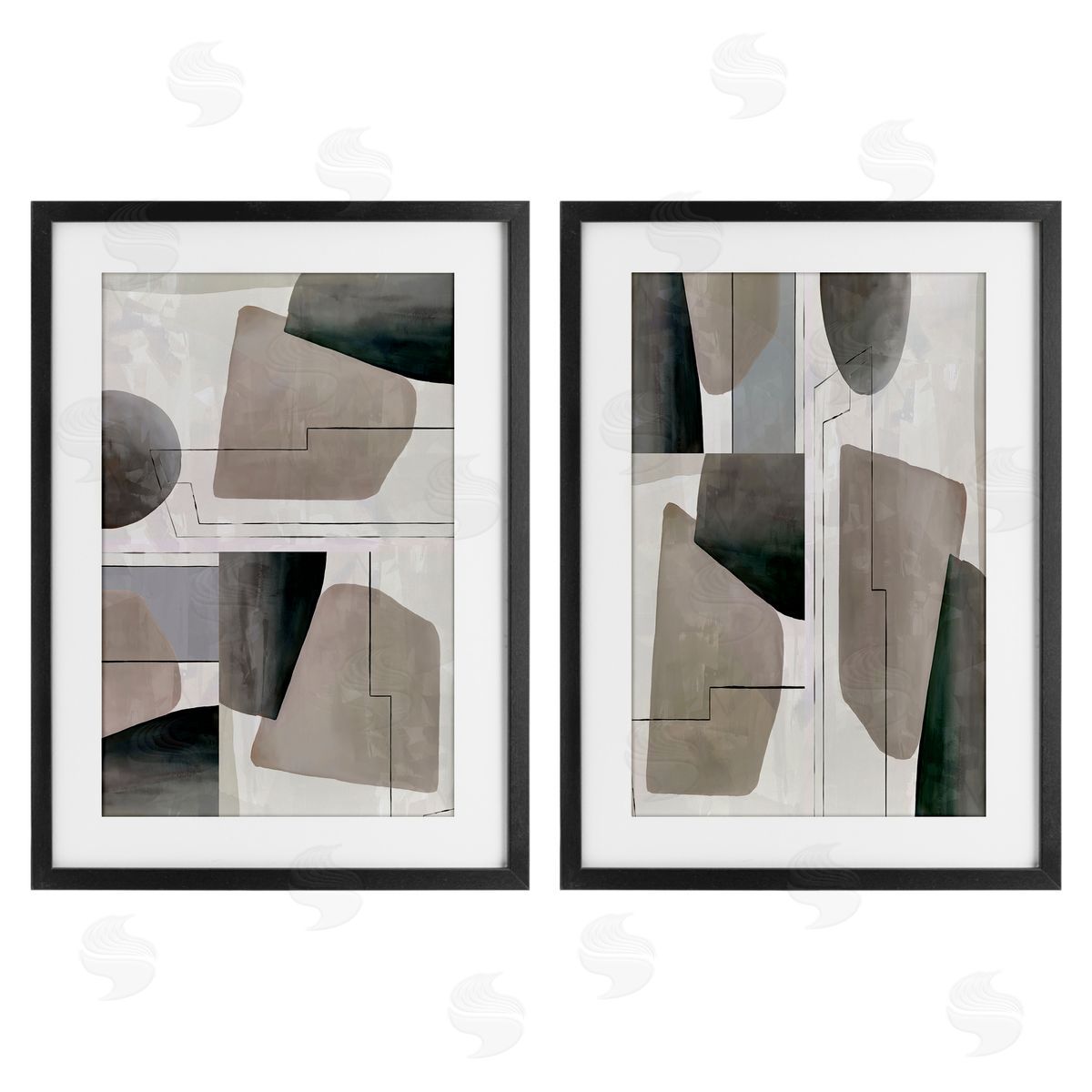 cartissi Earthy Geometric Shapes Canvas Wall Art Print