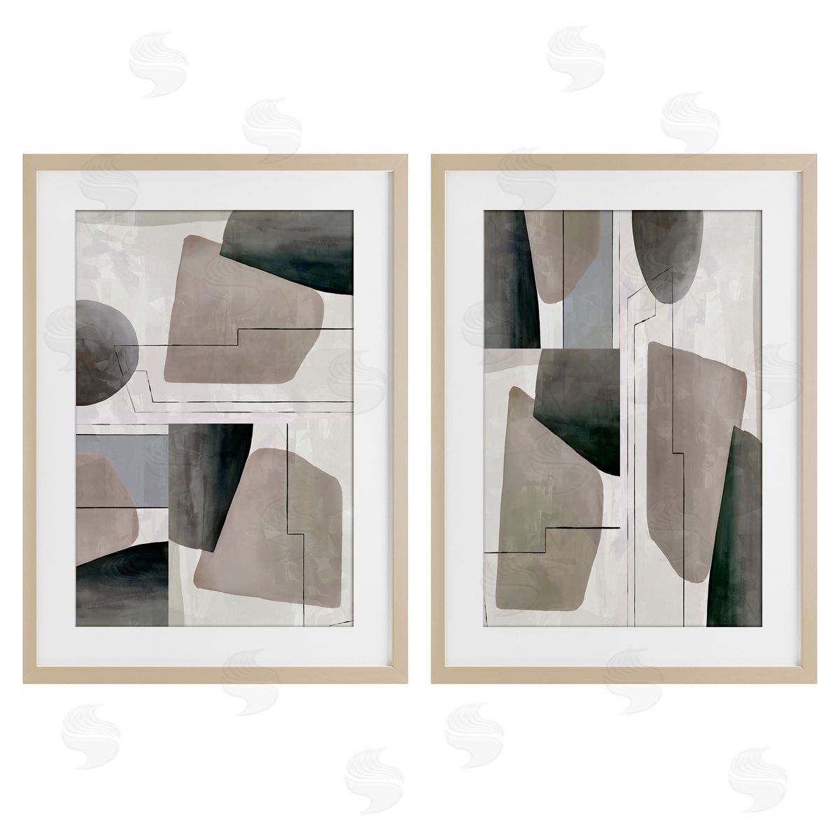 cartissi Earthy Geometric Shapes Canvas Wall Art Print