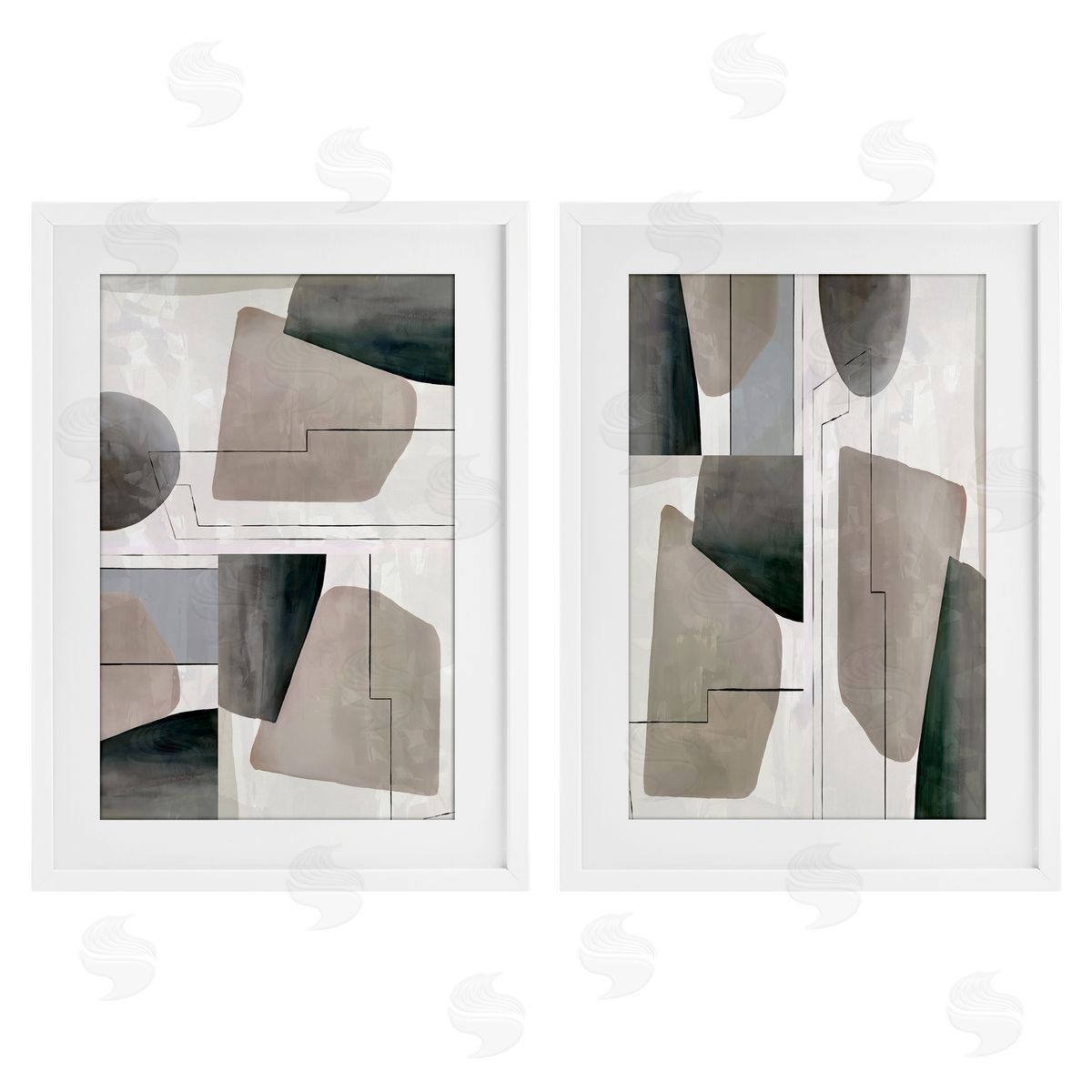 cartissi Earthy Geometric Shapes Canvas Wall Art Print